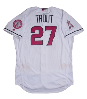 2017 Mike Trout Game Used Los Angeles Angels Mothers’ Day Jersey Worn on May 14, 2017 To Hit Career HR #179 and Steal Two Bases! (MLB Authenticated)